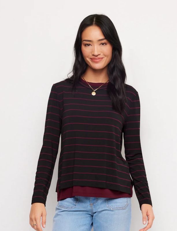 Karen Kane 3L62600 Double Layer Top-BK/Wine