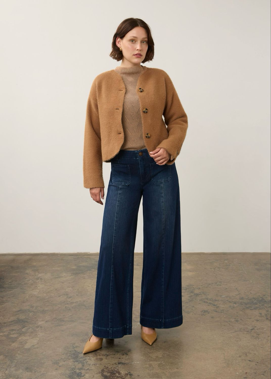 FDJ 10047431 Faux Cashmere Jacket-Camel
