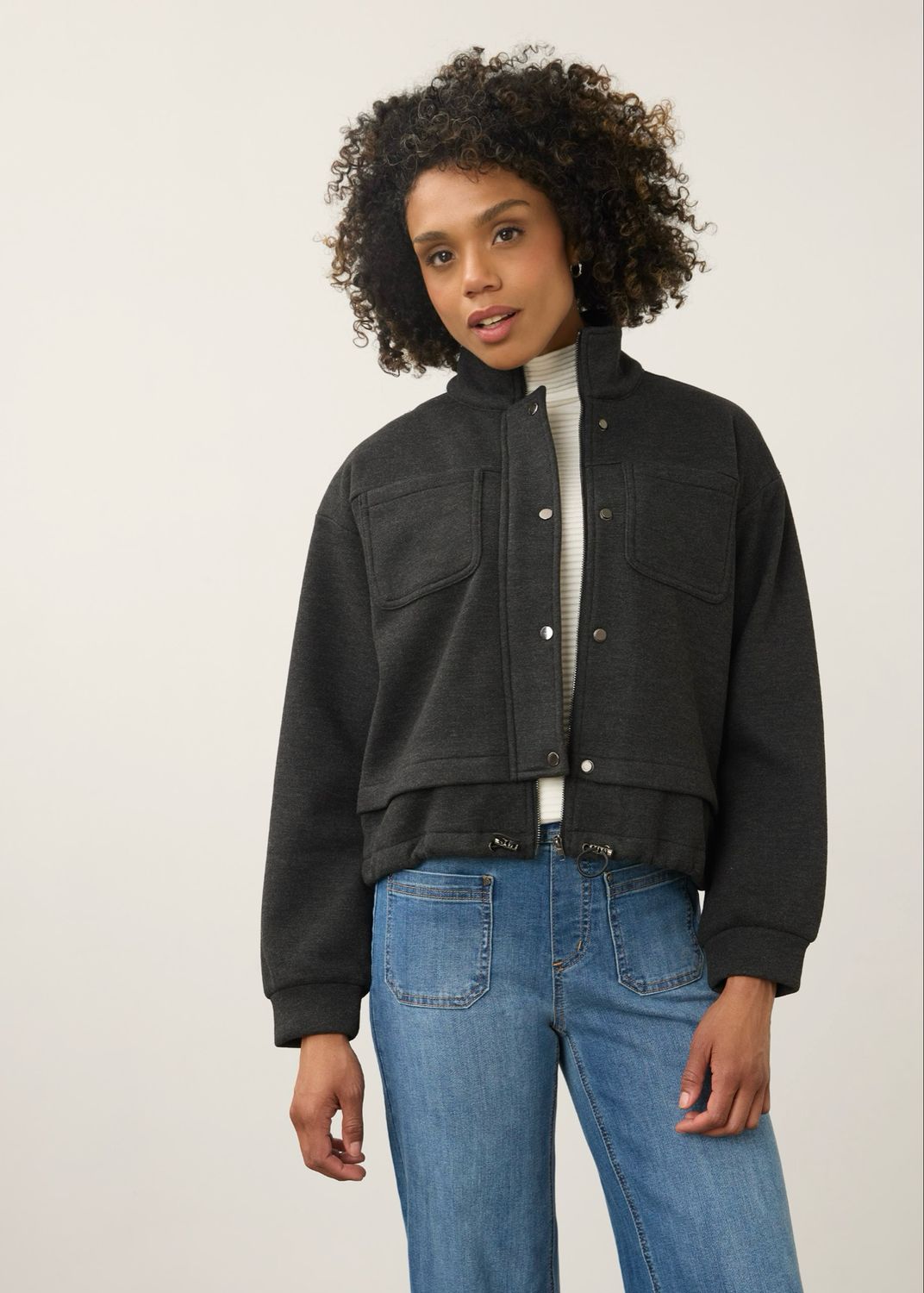 FDJ 11103281 Bomber Knit Jacket-Charcoal