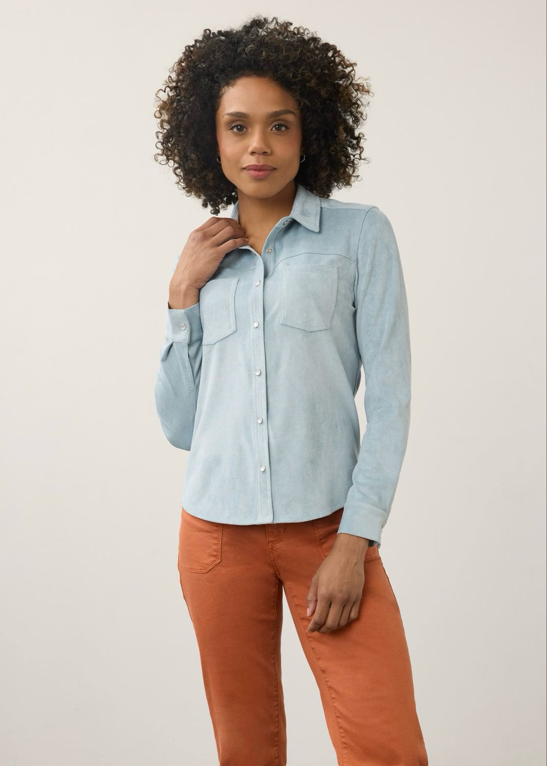 FDJ 7476196 LS FauxSuede Shirt-BlueRiver