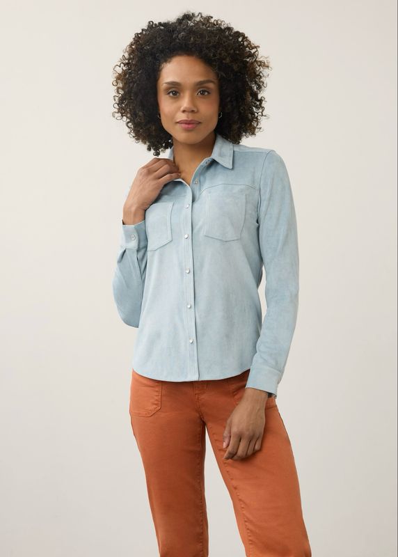 FDJ 7476196 LS FauxSuede Shirt-BlueRiver