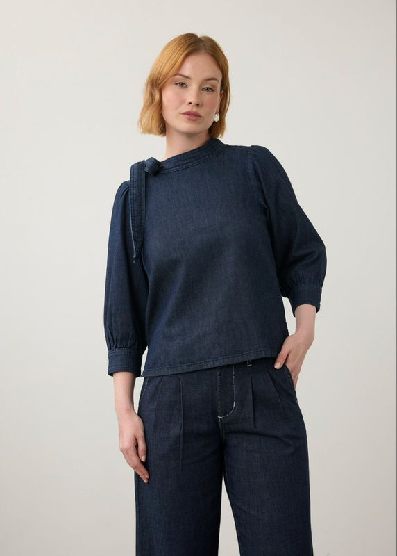 FDJ 7652992 Bow Neck Top-DK Wash