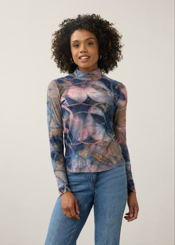 FDJ 3642126 LS MockNeck Jacquard Top-EQUI