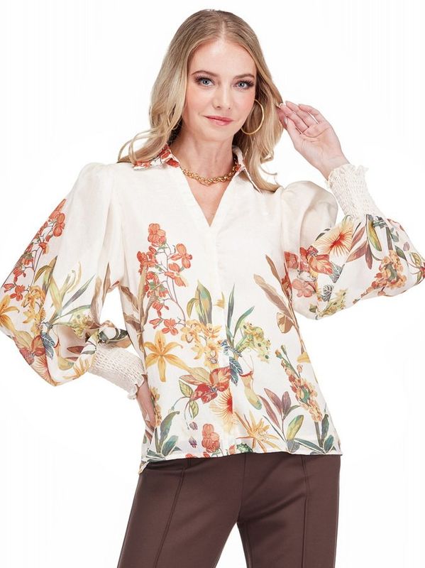 Jade 79G9987-1 SplitNeck Blouse-WildBloom