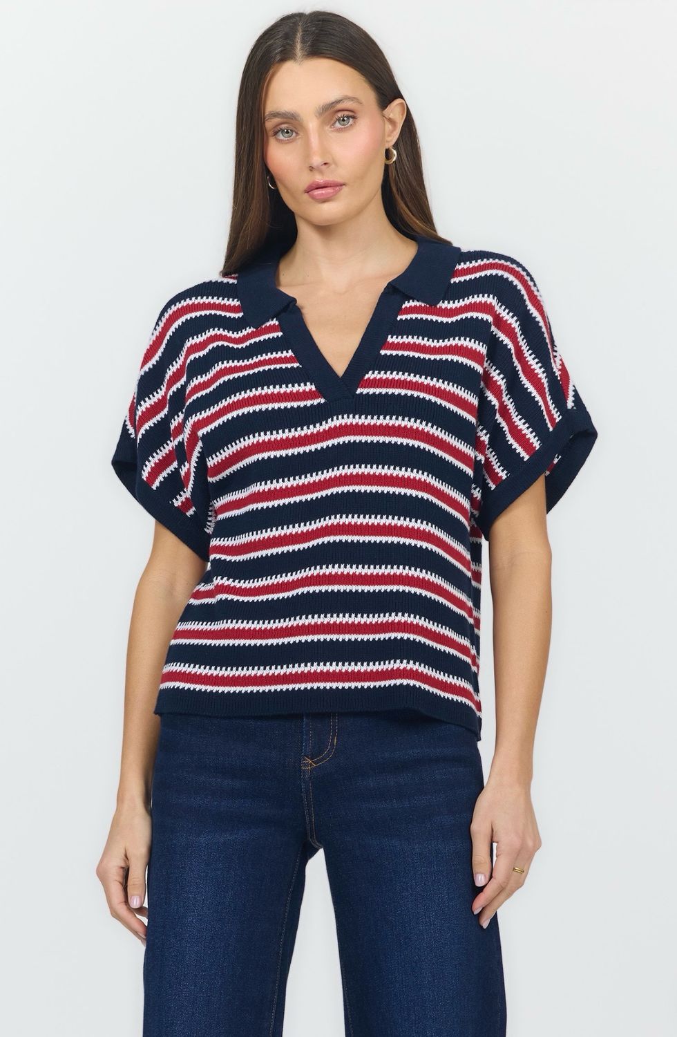 Dear John DSW3263MHS Yelena Stripe SS Sweater