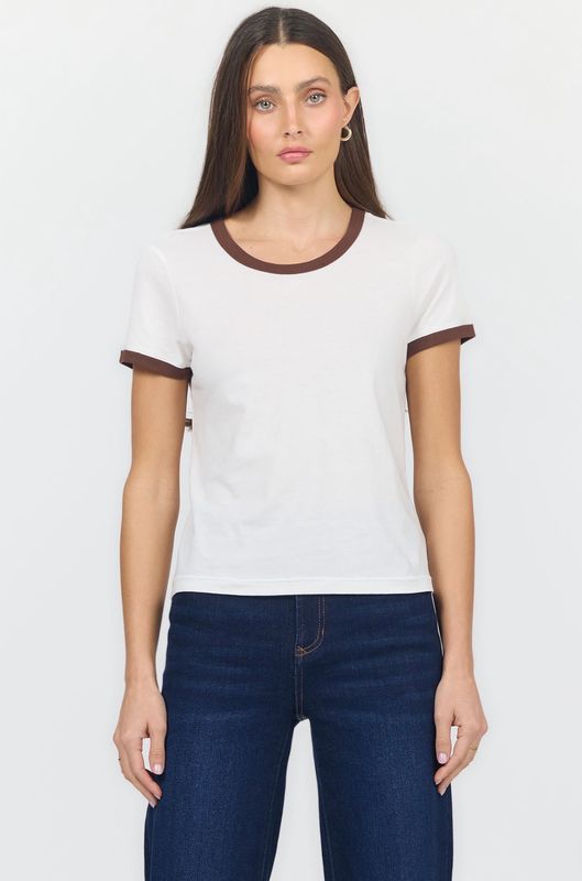 Dear John DKN2218D8WBN Unity Ringer Tee-WhiteBrown