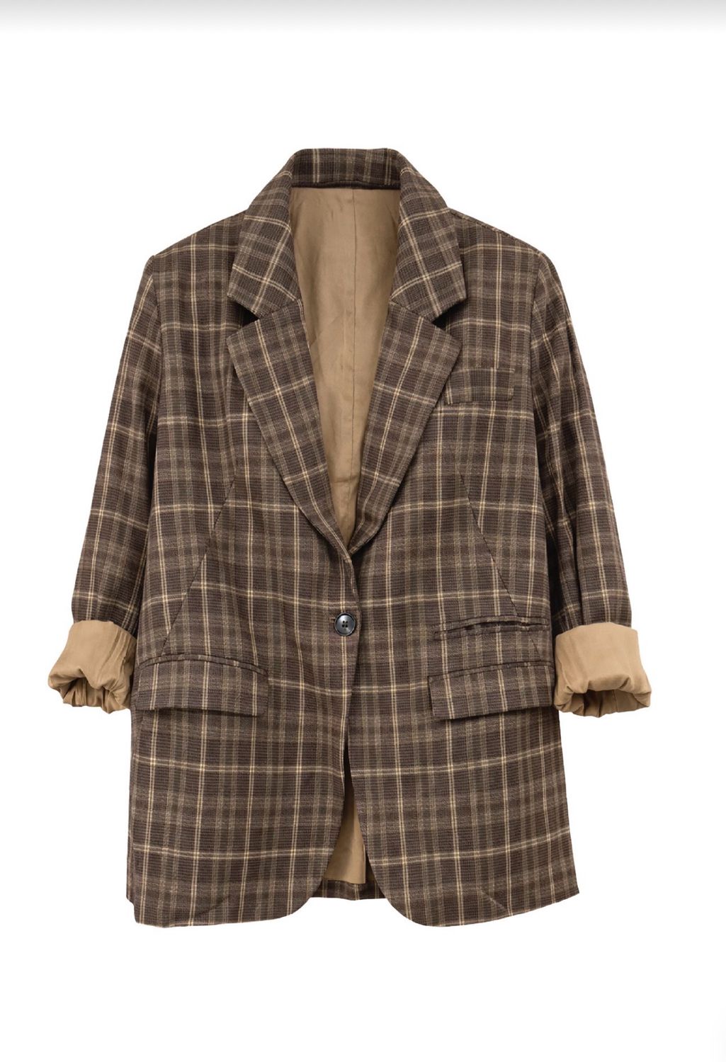 Dear John DJK8021 Spencer Blazer-BrownPlaid
