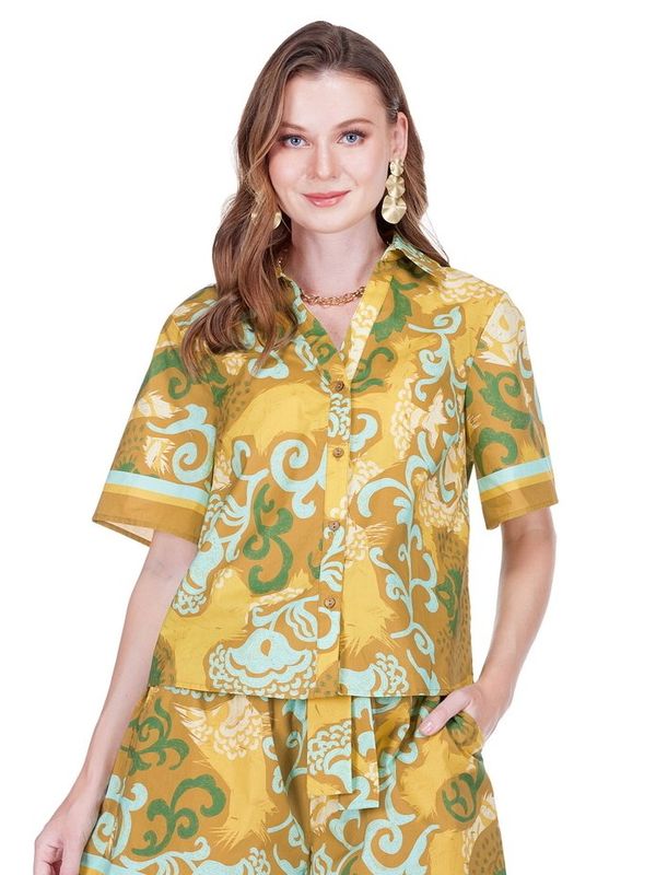 Joy Joy 79G4975 Back Smock Blouse-Saffron