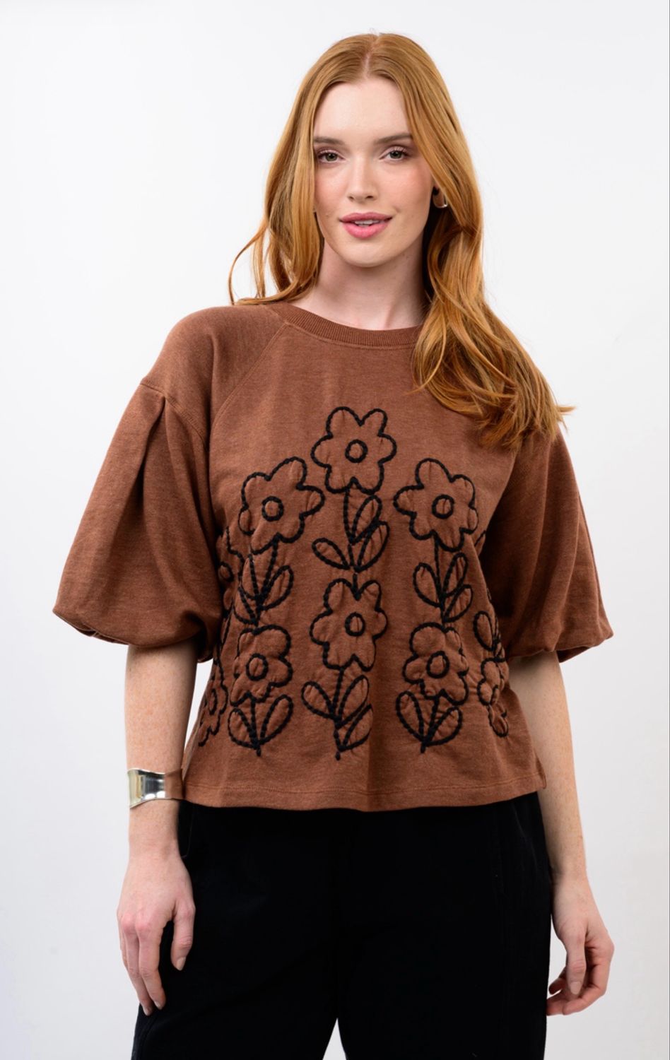 Ivy Jane 921014 French Terry Crewneck-Chocolate