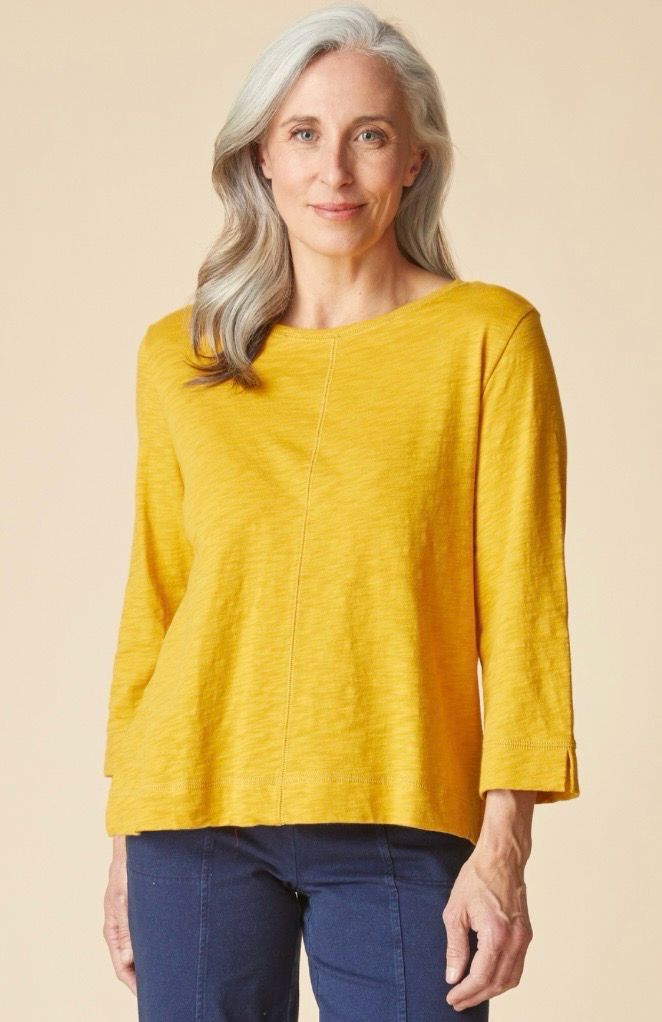 Habitat 27522 Cotton Pebble Boatneck Tee-Honey