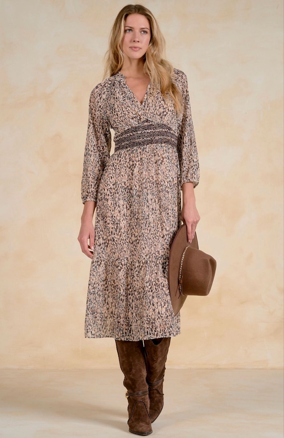 Elan cfp50500 Midi Dress-Brown Lia