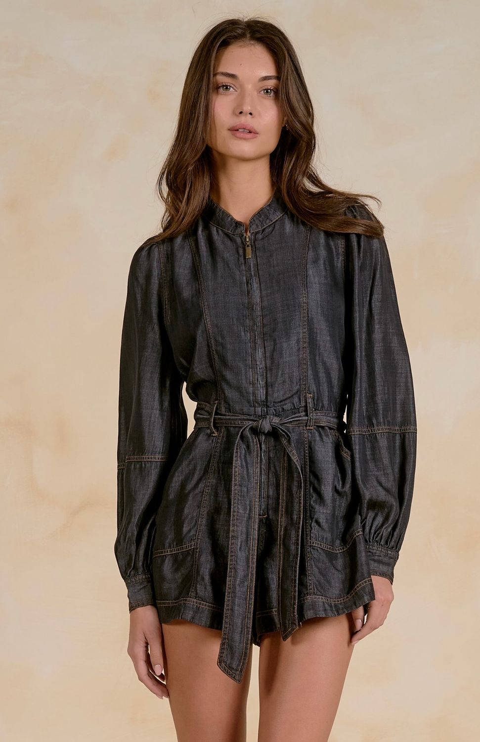 Elan dtt7507 Denim Romper-BlackWash