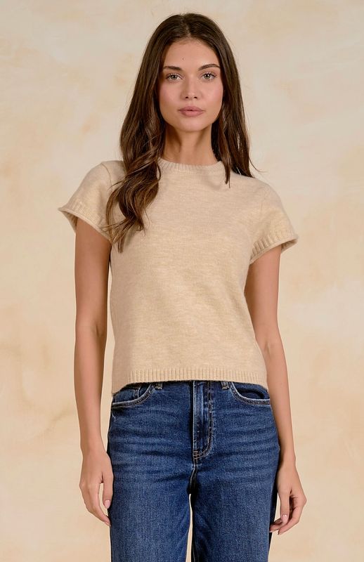 Elan sw11709 Crewneck SS Sweater-Stone