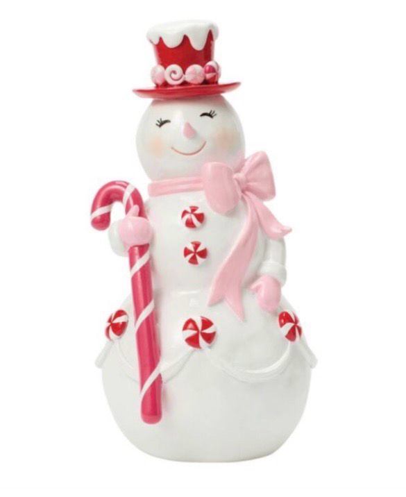 Enesco Snowman With Candy Cane Figurine