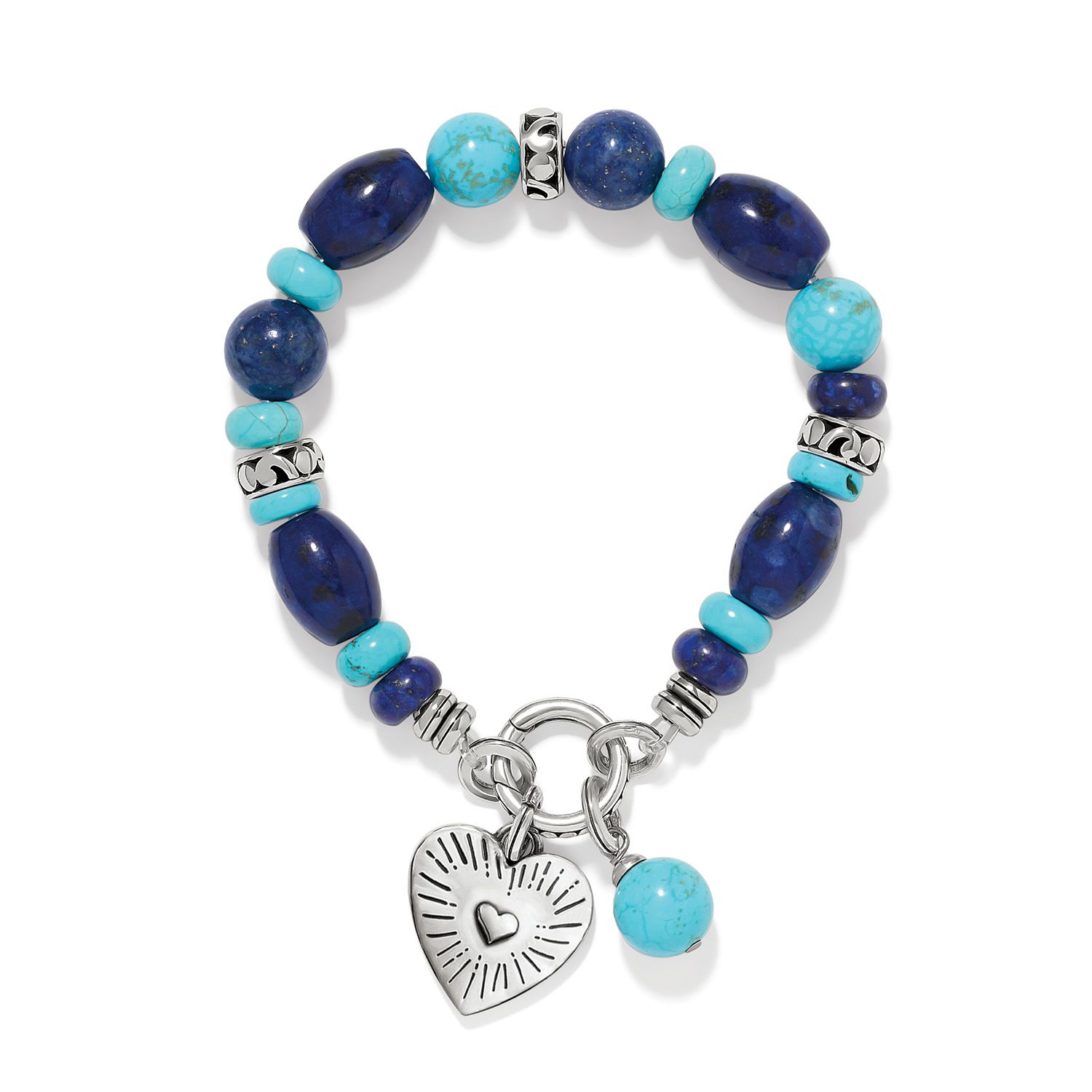 Brighton JF0515 Token Lapis &amp; Turquoise Charm Stretch Bracelet
