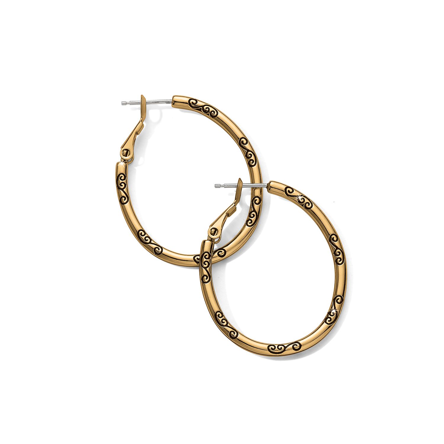 Brighton JA9916 Oval Hoop Charm Earrings-Gold