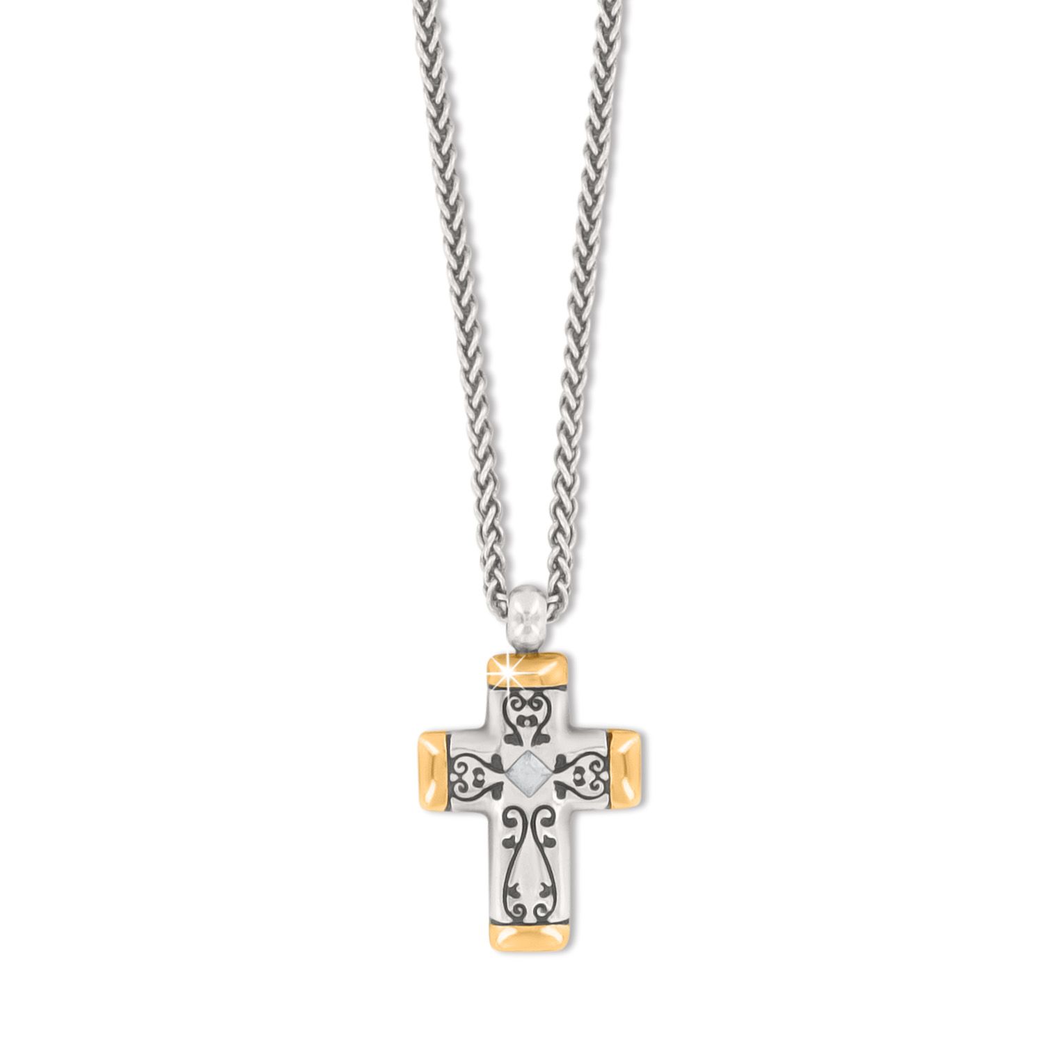 Brighton JL2053 Venezia Petite Cross Necklace-Silver/Gold
