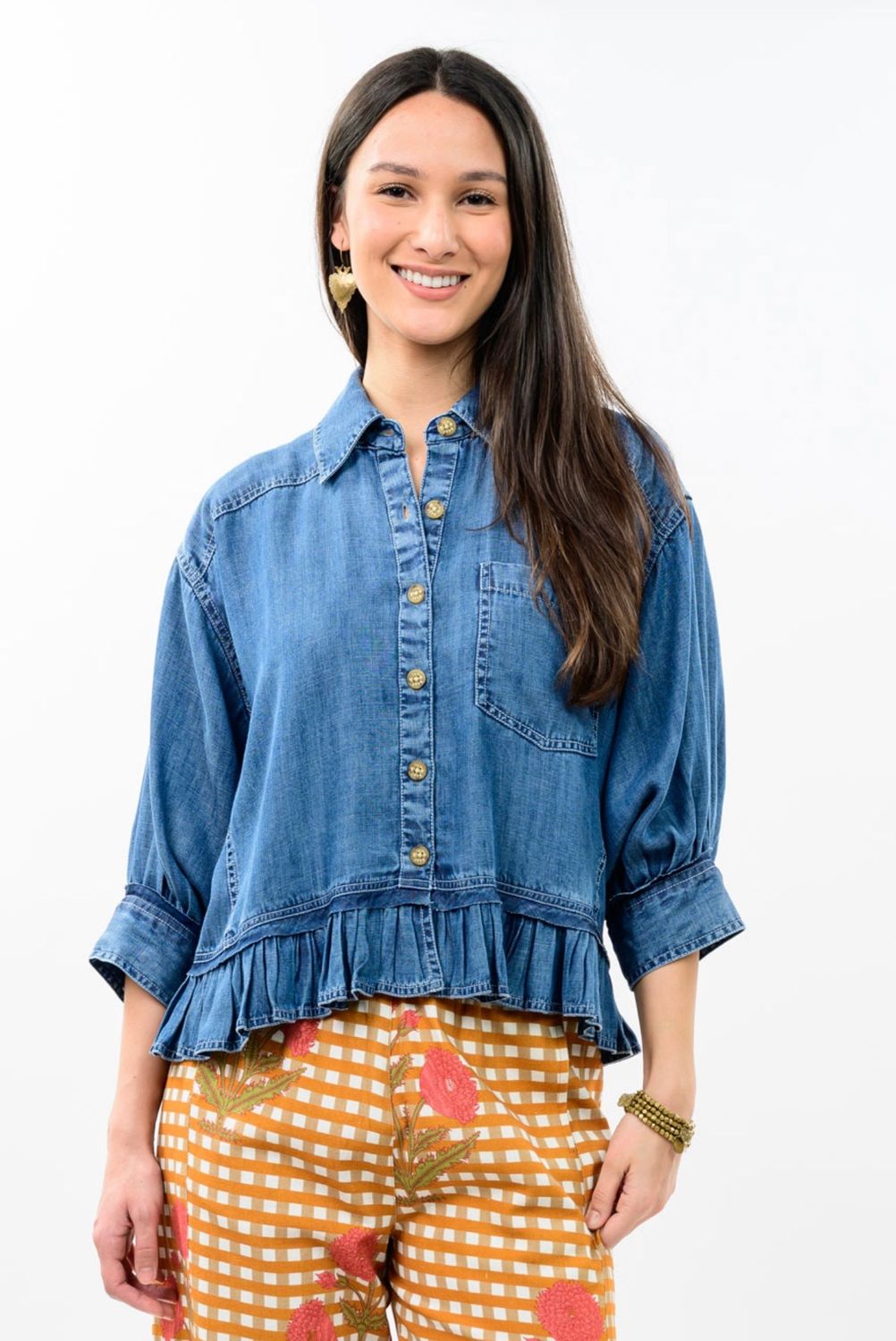 Ivy Jane 121188 Denim Jacket w/ Ruffle Peplum