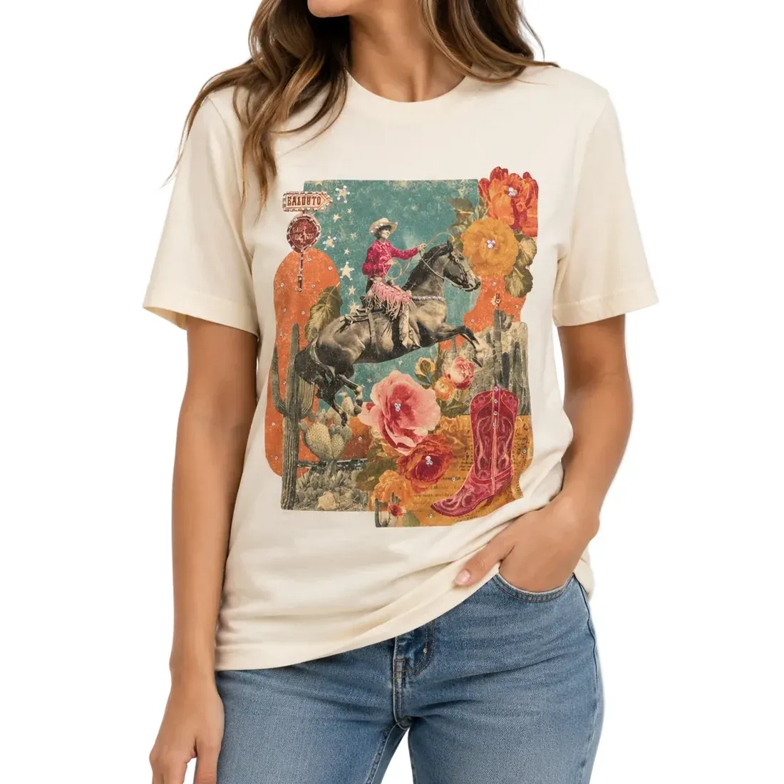 Queen Gypsy Pop Art Cowgirl Tee