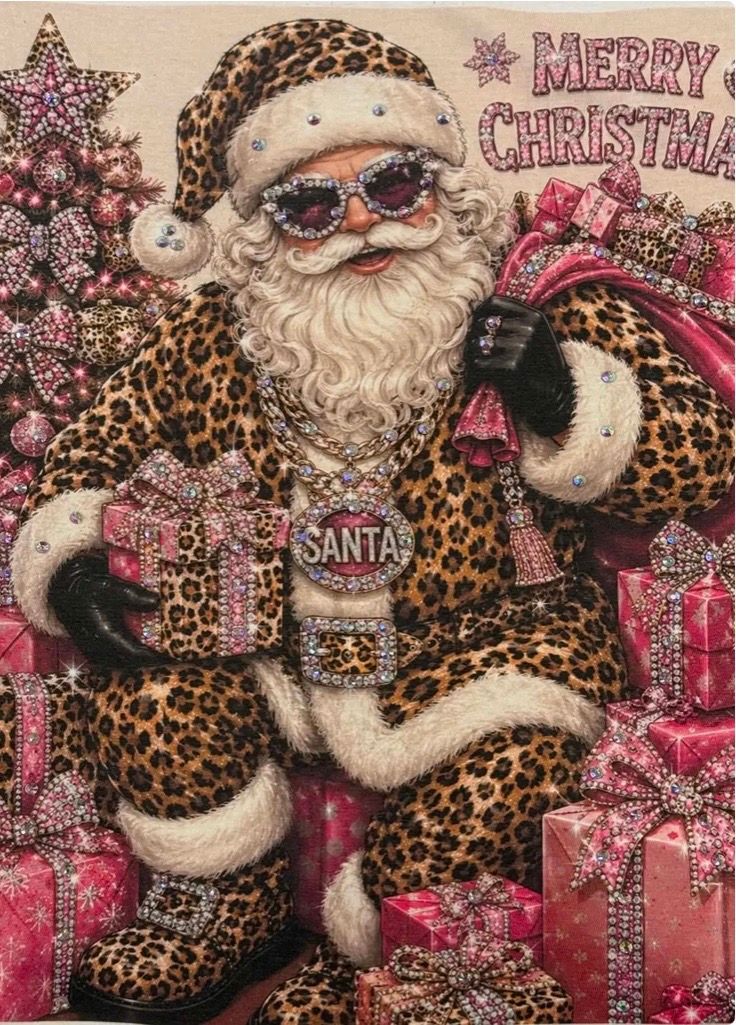JCoons Merry Christmas Cheetah Santa Tee