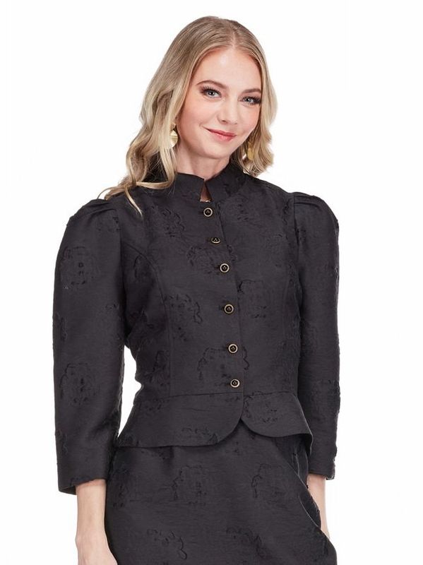 Jade 79H5112 Stand Collar Crop Jacket-BK