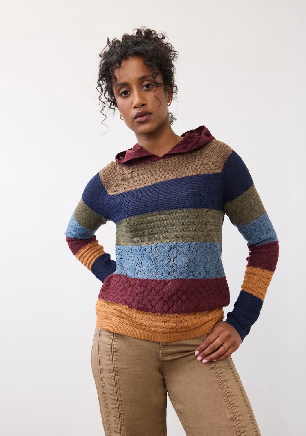 FDJ 1274246 Hooded Stripe Sweater