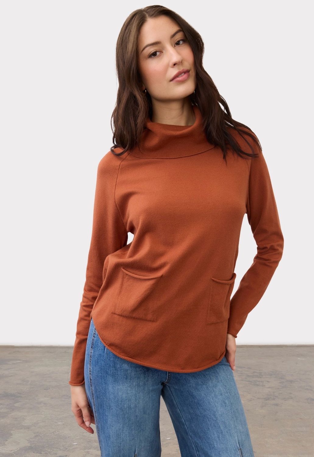 FDJ 1492212 CowlNeck Sweater-Pumpkin