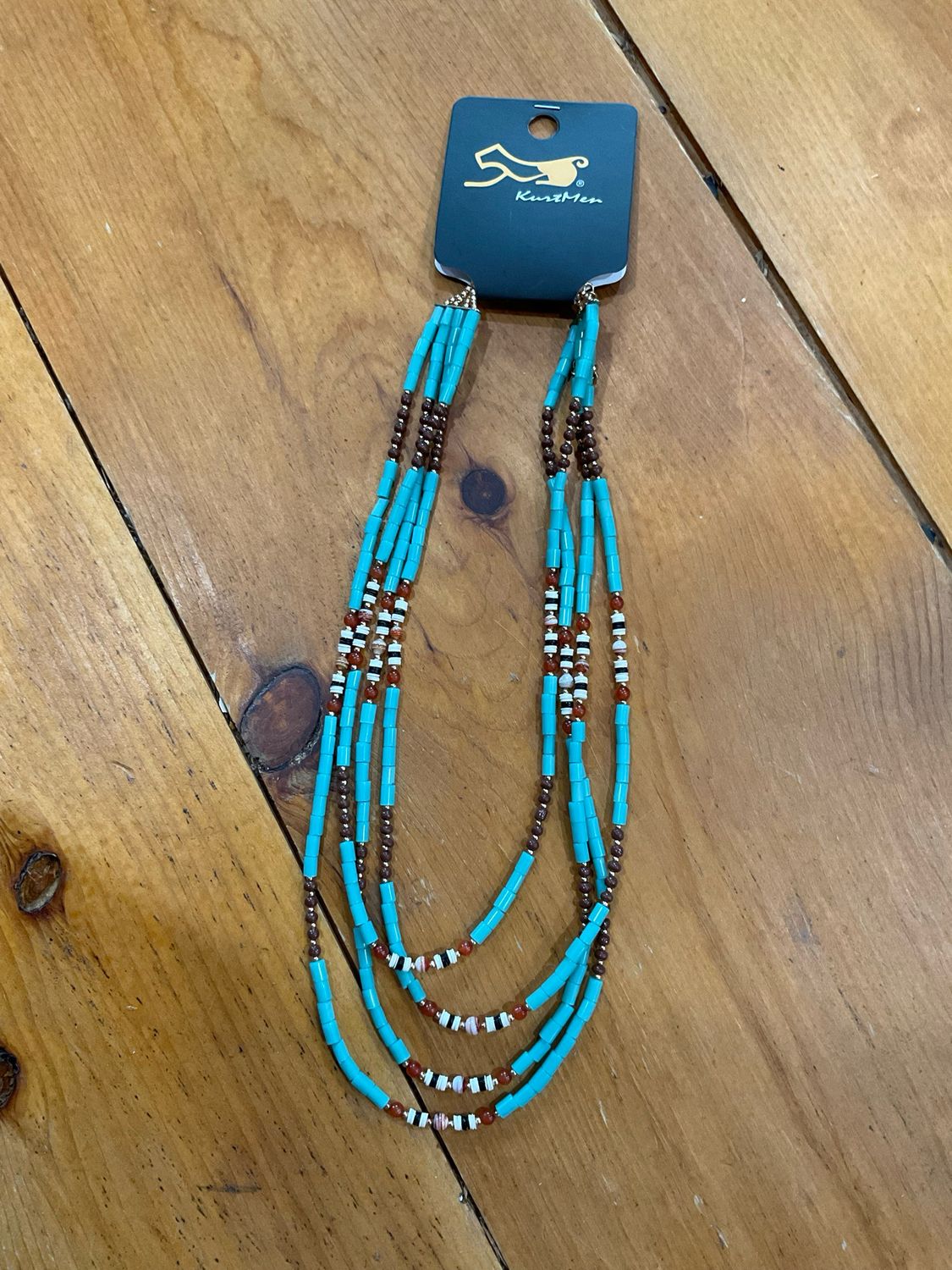KurtMen Turquoise Beaded 4 Strand Necklace