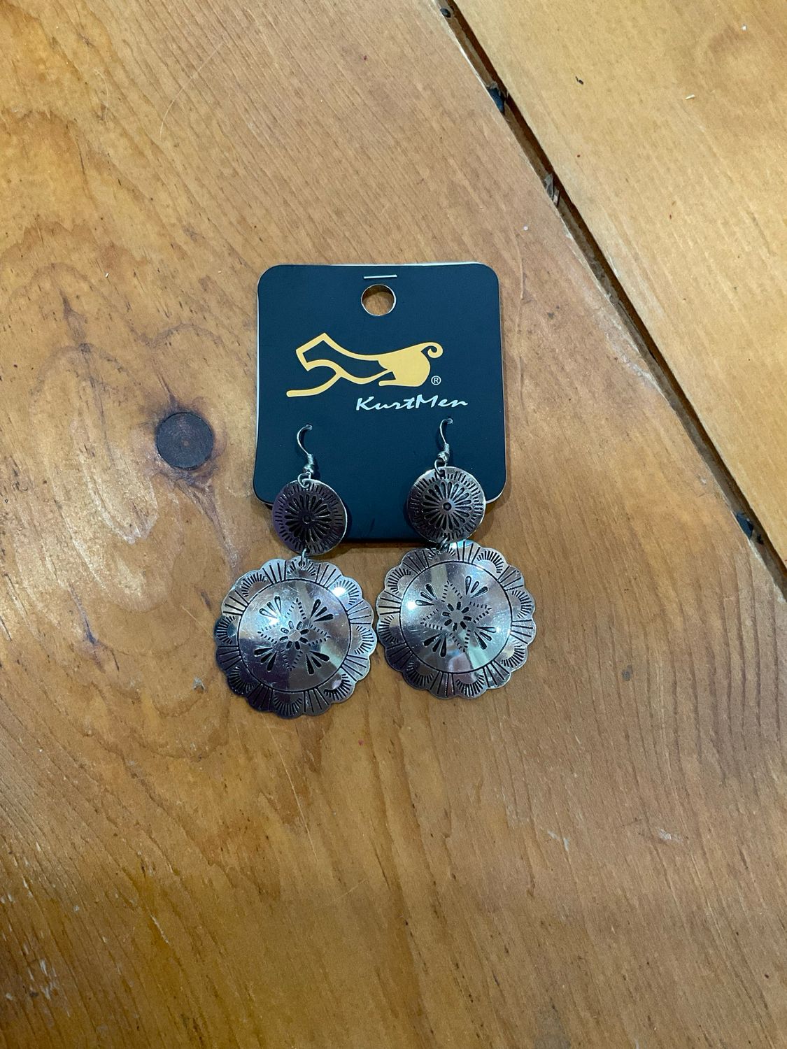 KurtMen Silver Concho Dangle Earrings
