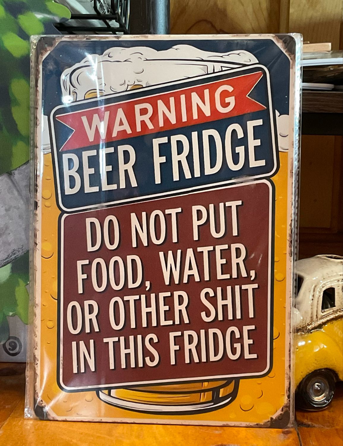 Warning Beer Fridge Retro Metal Sign