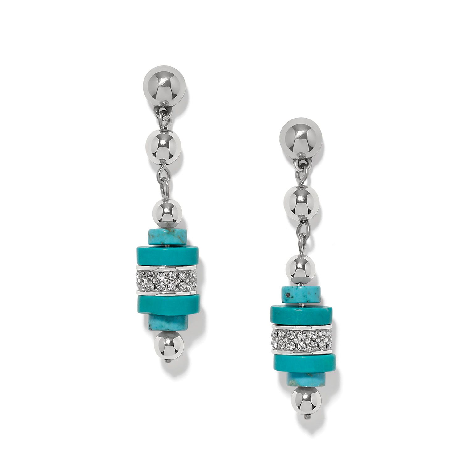 Brighton JA0358 Meridian Petite Sphere Turquoise Post Drop Earrings