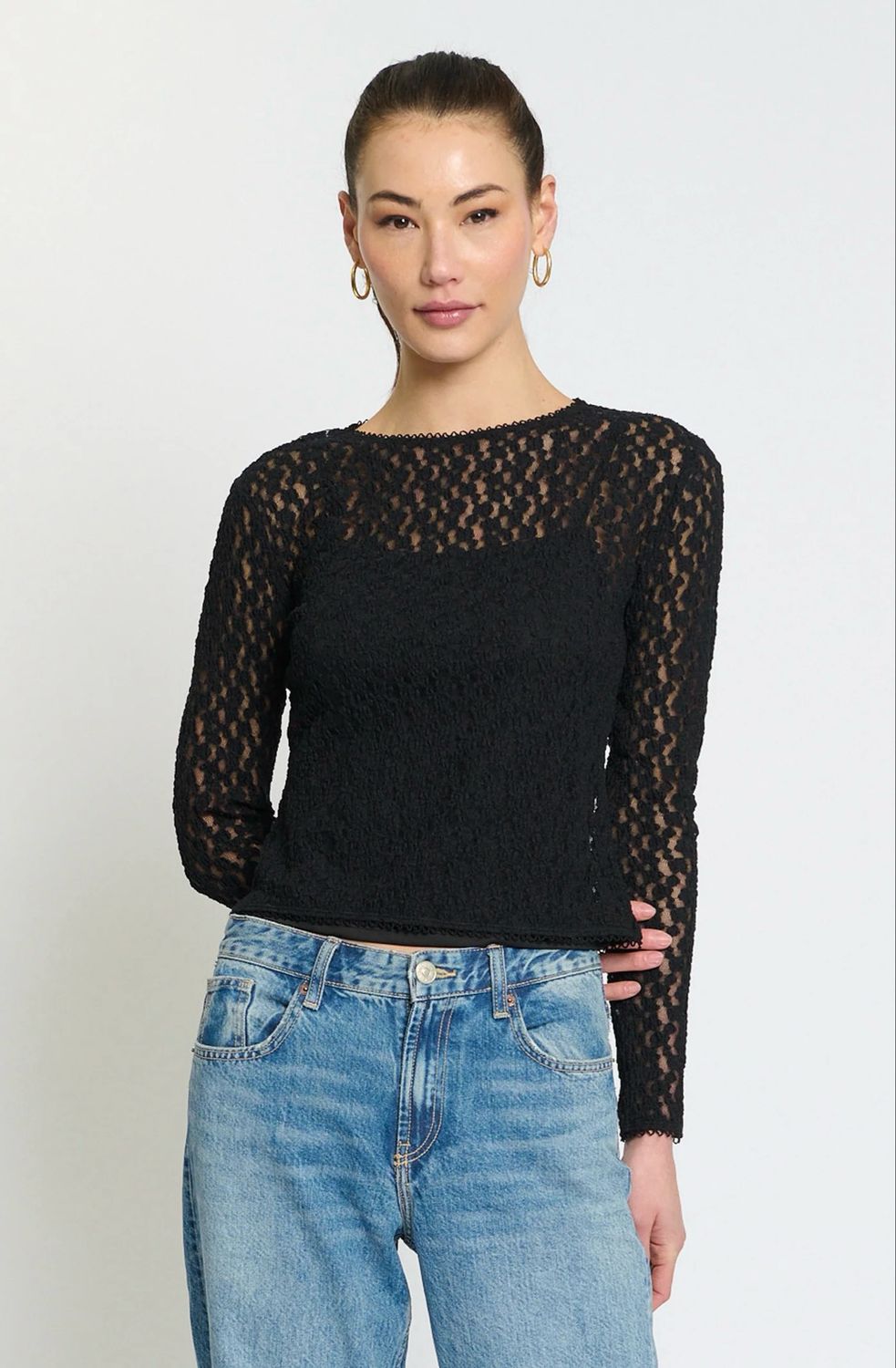 Central Park West 10723K Scarlet Lace Crew-BK