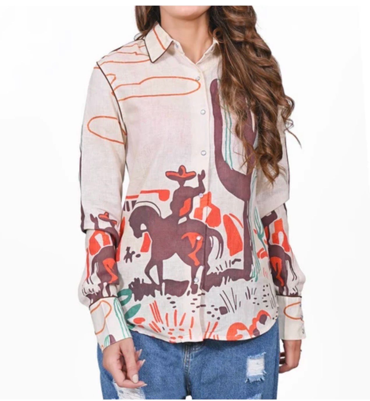 American Darling ADSH082 Linen Western Shirt