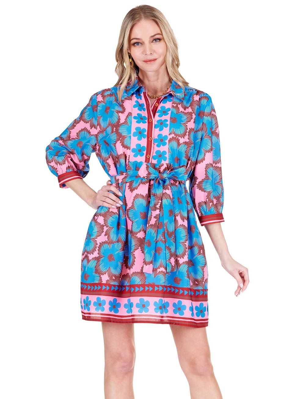 Joy Joy 79H4828-9 Front Yoke Dress-BlueZinnia