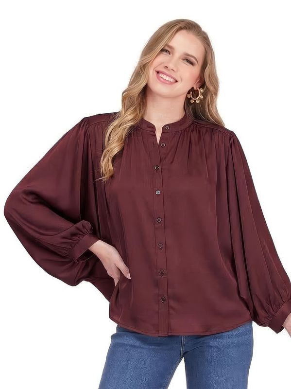 Joy Joy 79H2008 Batwing Blouse-Maroon