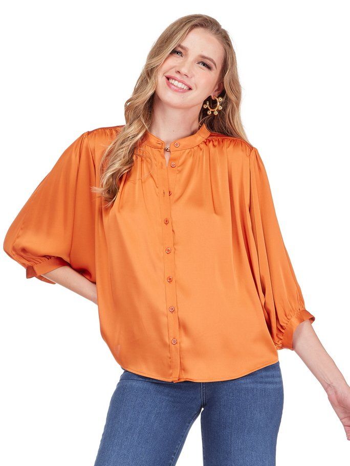 Joy Joy 79H2008 Batwing Blouse-BurntOrange