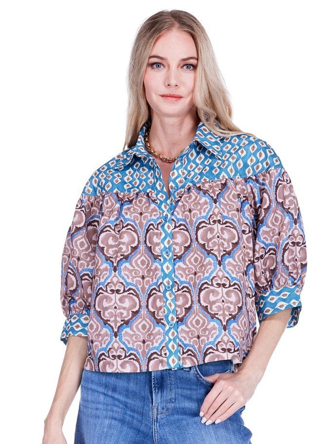 Joy Joy 79H4875-2 Round Yoke Blouse-PersianGate