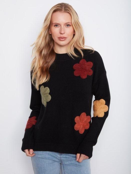 Charlie B C2012/736A Drop Shoulder Sweater-BK