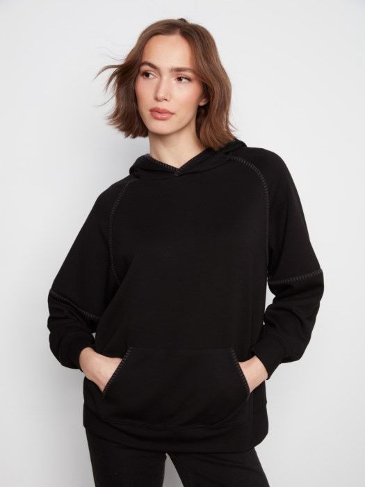 Charlie B C1456/479C Hoodie w/Stitch-Black
