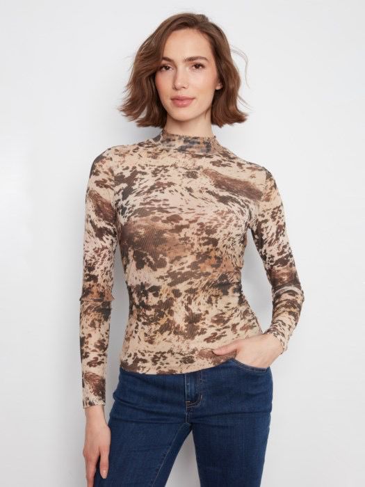 Charlie B C1469/385C Animal Print Mesh Top