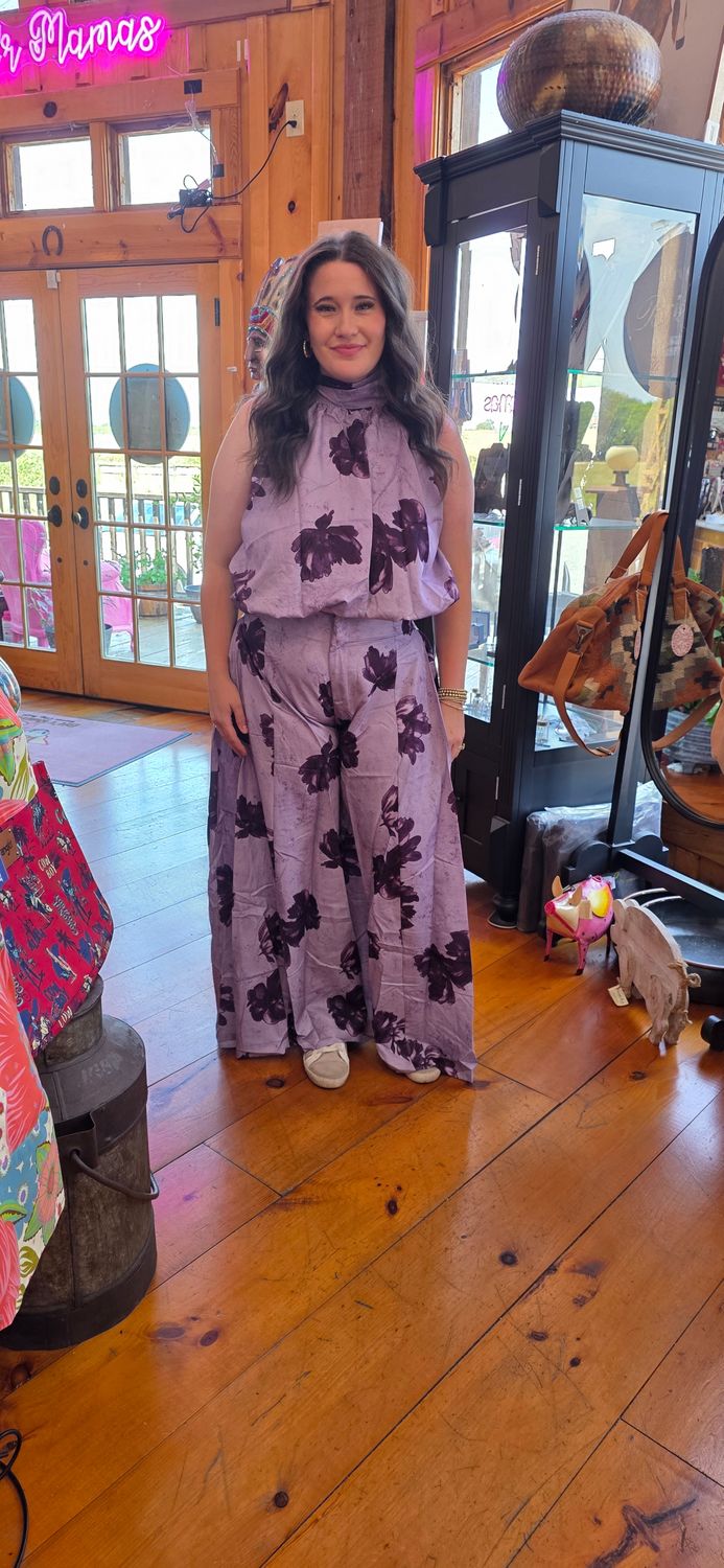 Glam T9221/P9313 Halter/Palazzo Set-Purple