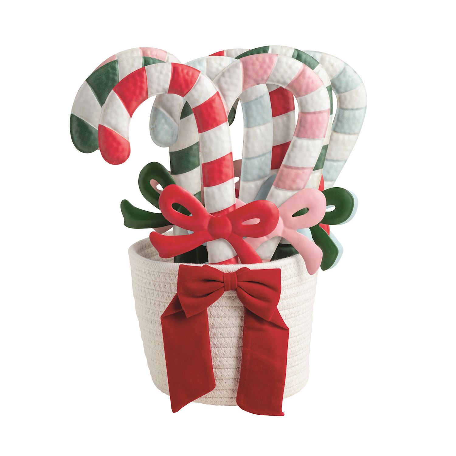 MudPie 46700479 Bow Candy Cane Ornaments