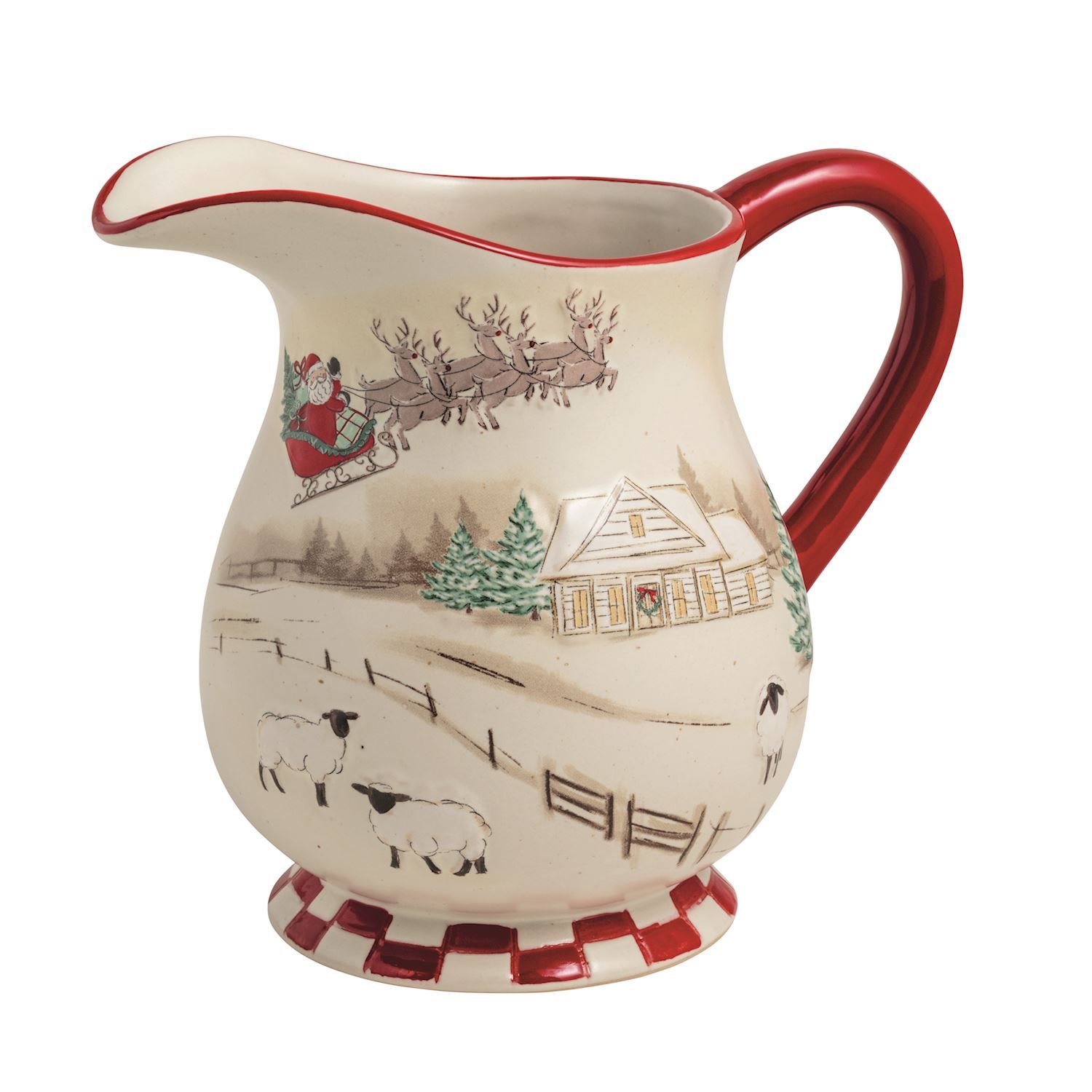 MudPie 45500207 Farm Christmas Scene Pitcher