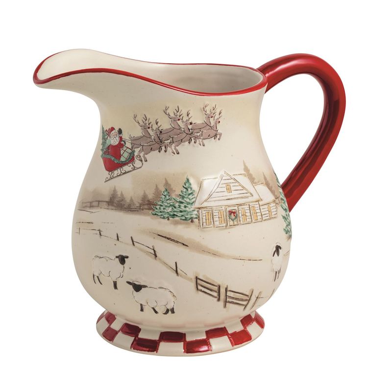 MudPie 45500207 Farm Christmas Scene Pitcher