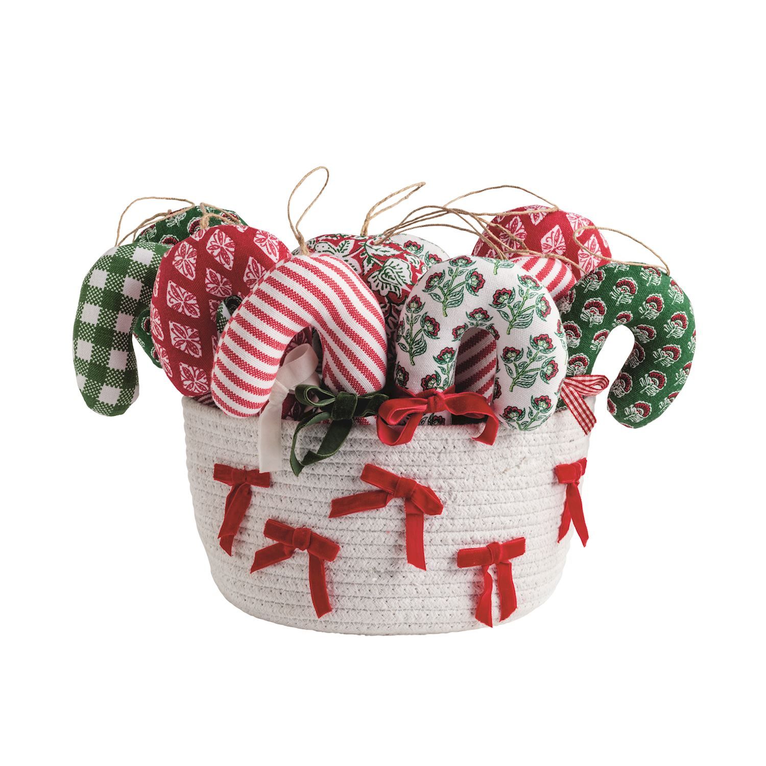 MudPie 46700489 Fabric Candy Cane Ornaments
