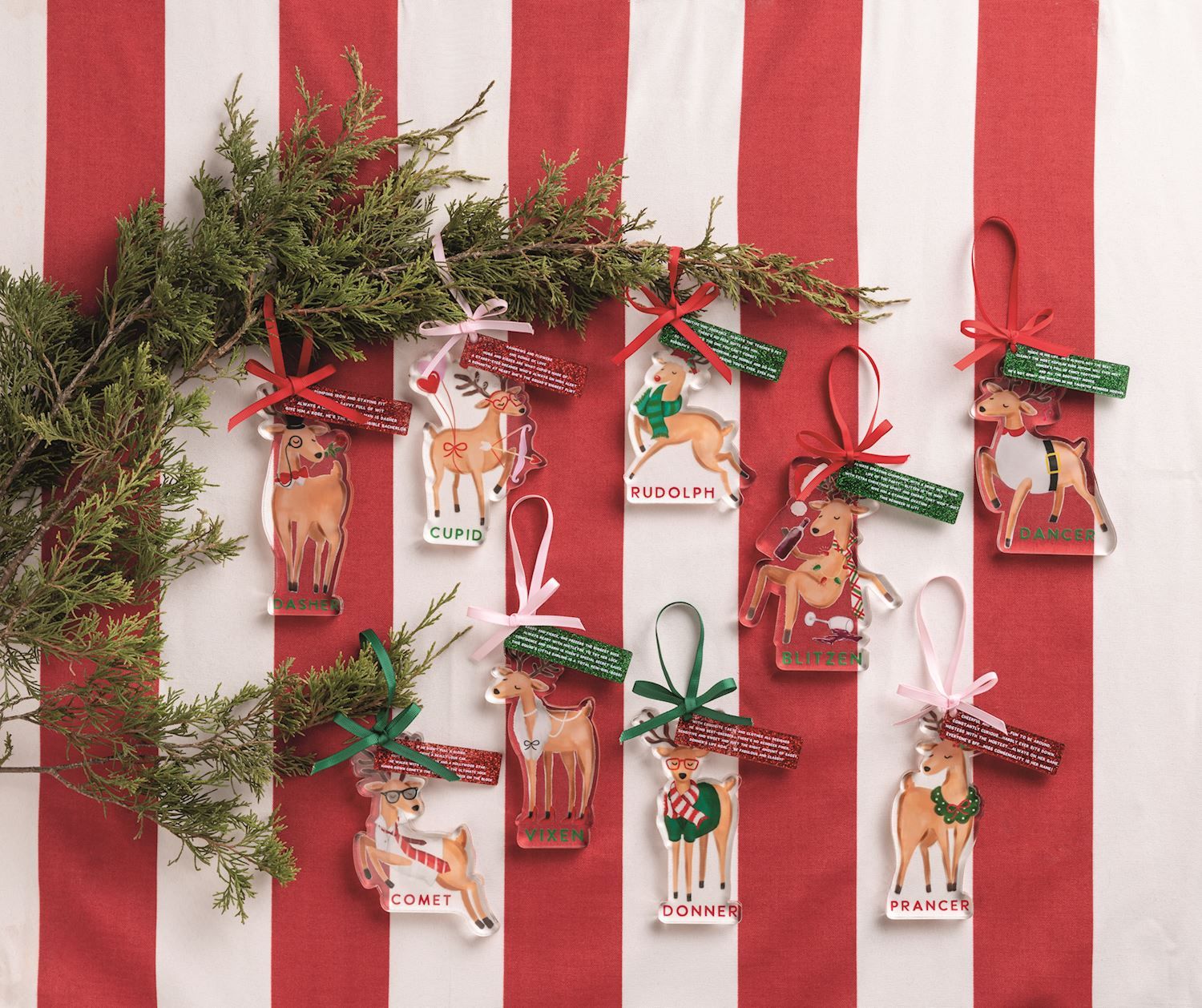 MudPie 46700508 Santa's Reindeer Ornaments