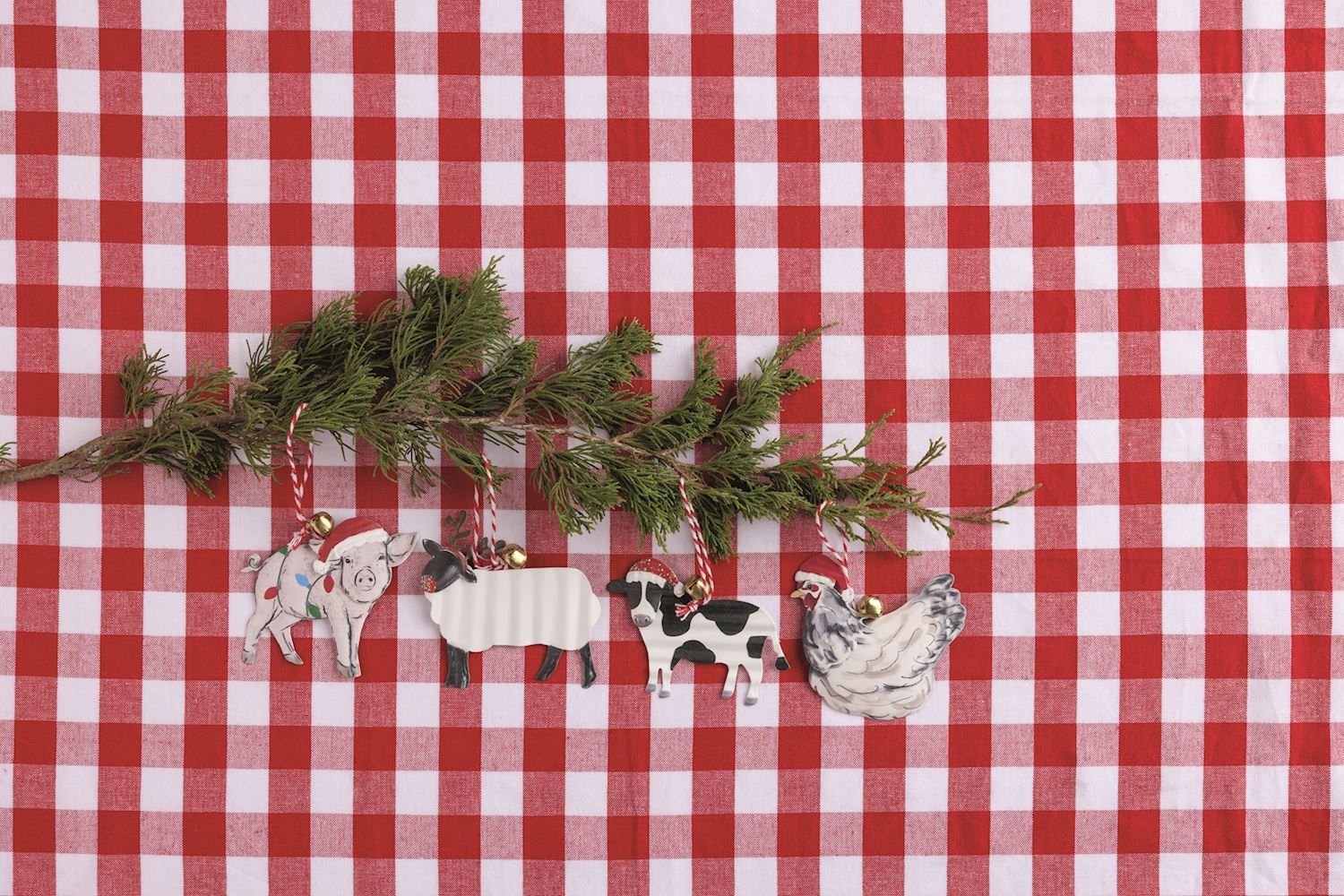 MudPie 46700476 Tin Farm Animal Ornaments