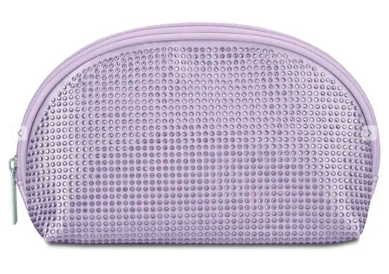 Iscream 810-2386 Lavender Rhinestone Oval Cosmetic Bag