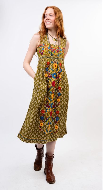 Sister Mary Valentina Dress-Olive Block