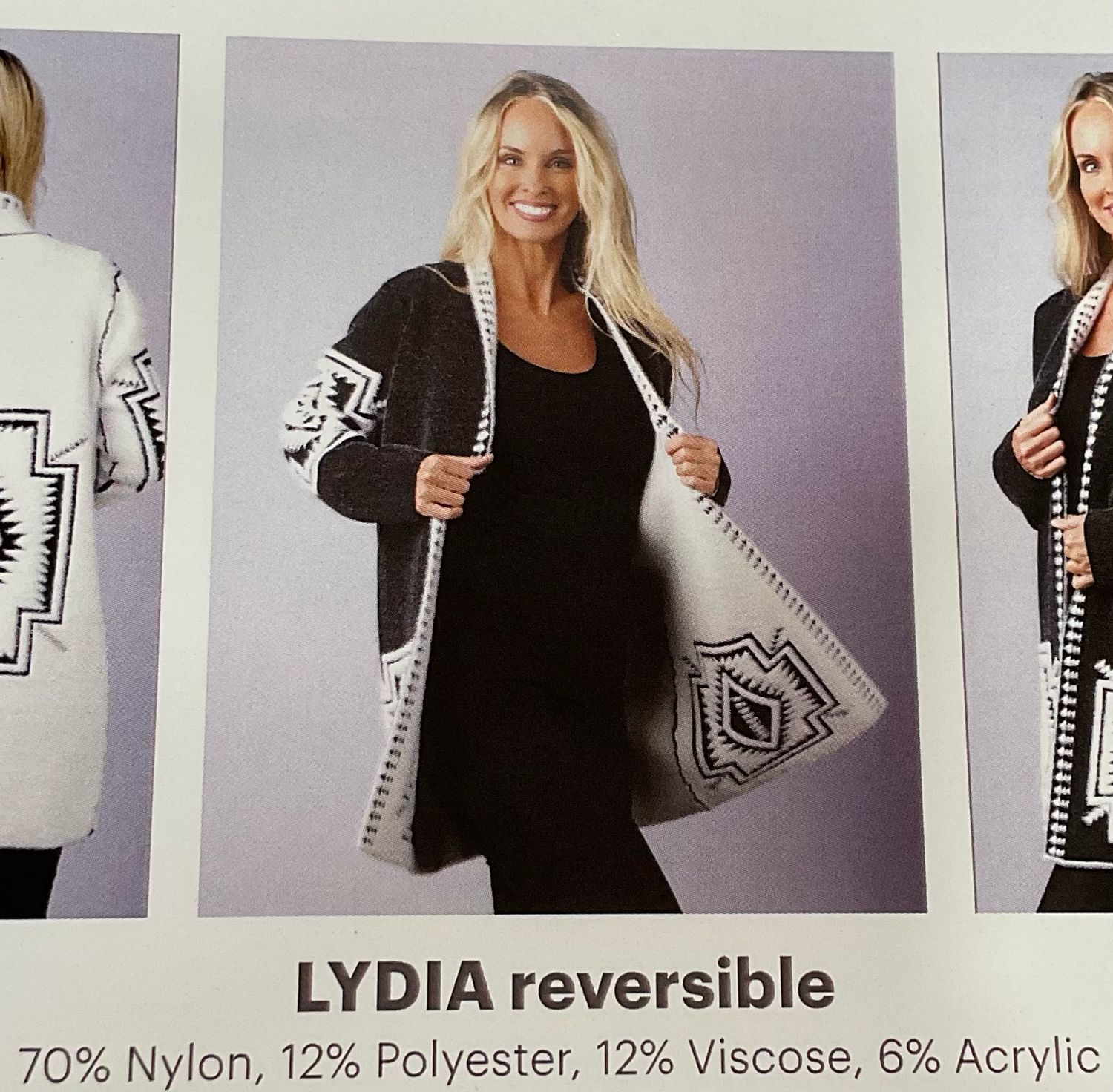 Venario Lydia Reversible Cardigan-OffWhite/Black